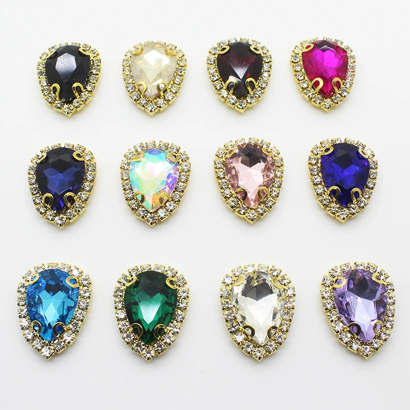 Металлическая кнопка 10 шт./компл. украшенная пуговица из стекла 24*18 мм для