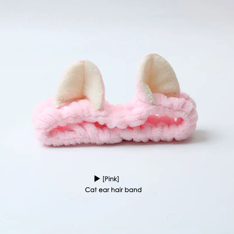 Pink Резинка для волос с кошачьими ушками, высокая резинка для волос, Студенческая повязка на голову, Шпилька для макияжа, специальные аксессуары для волос, модные головные уборы - Цвет: Pink