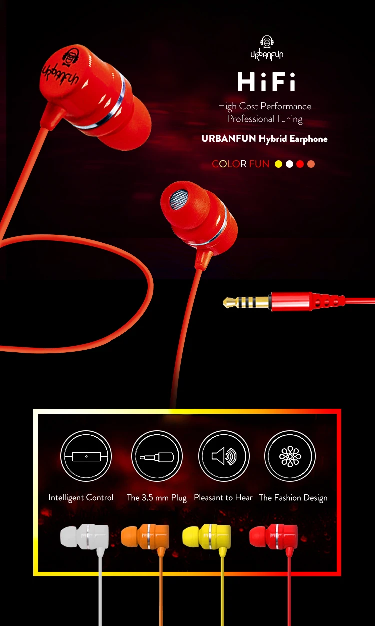 URBANFUN флагманская версия цветные забавные 3,5 мм HiFi гибридные наушники-вкладыши с микрофоном CHY-1