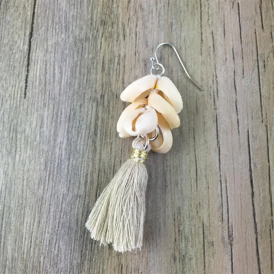 2018 новый ручной Этническая Длинные висячие серьги с хлопок кисточкой Лето море