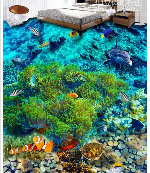 Фотообои на заказ водонепроницаемые напольные обои для подводного мира