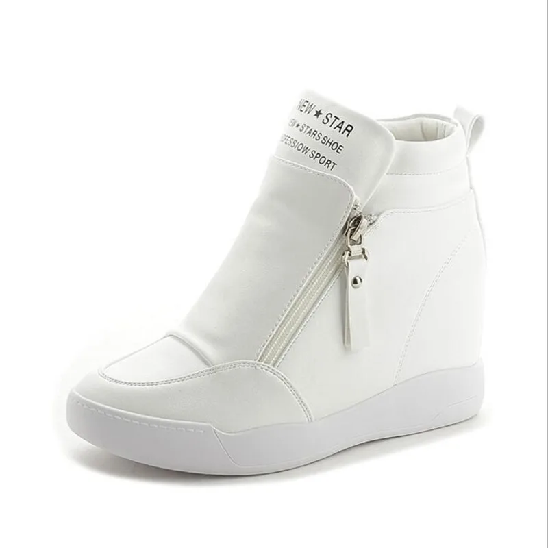 2017 г. Новая модная женская повседневная обувь белые туфли на танкетке из мягкой