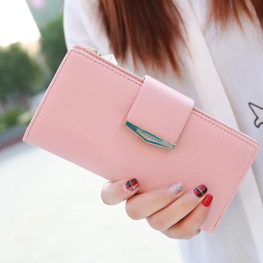 Женские кошельки двойной кожаный кошелек-клатч с отделением для карт Длинный