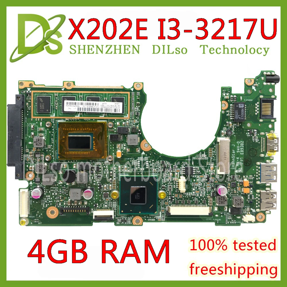 KEFU x202e For ASUS S200E X202E X201E X202EP Vivobook Motherboard REV2.0 I3-3217U CPU 4G RAM onboard 100% Test work