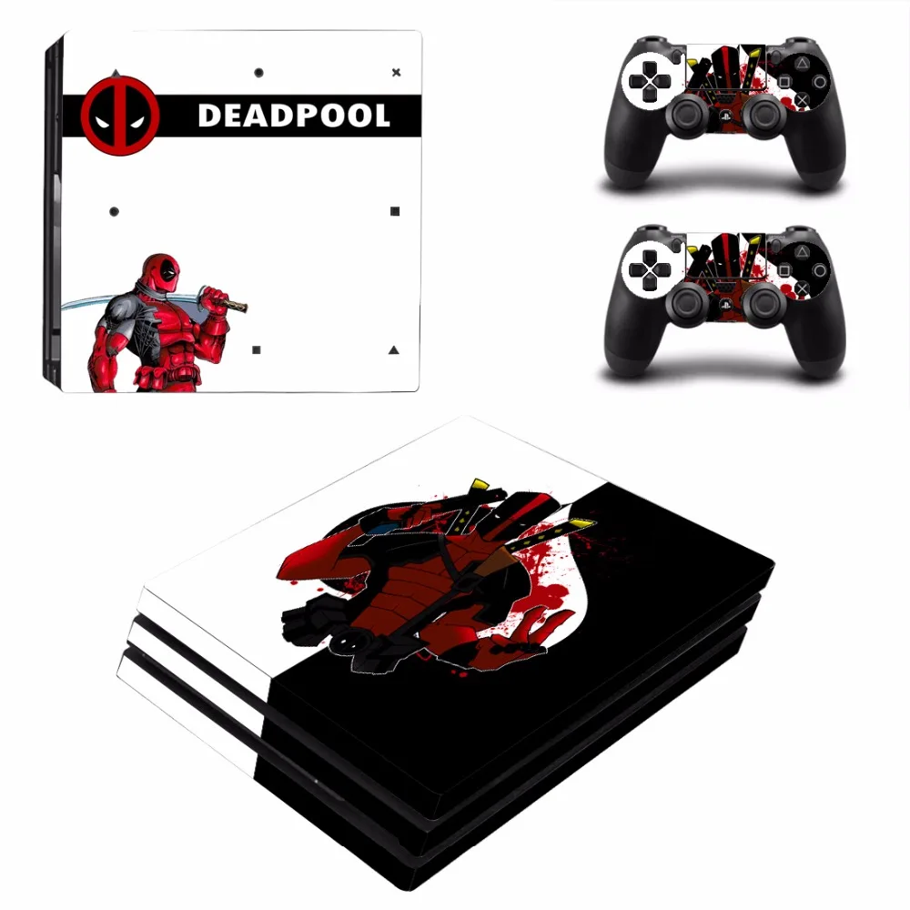 Дизайн Deadpool Виниловая наклейка для защиты кожи консоли Sony Playstation 4 Pro + 2 шт.