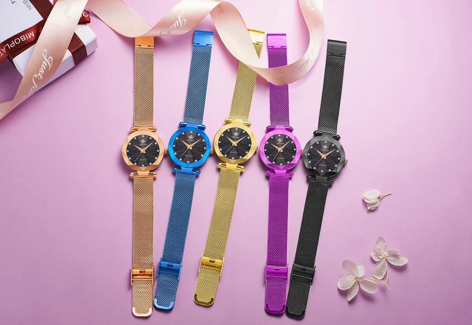 WWOOR для женщин кварцевые часы нержавеющая сталь Ремешок Спортивные 3ATM