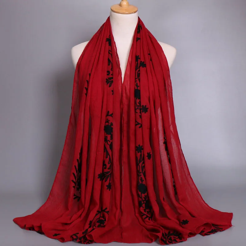 Новинка 2019 модный простой шарф с вышивкой цветочный из вискозы женские шали