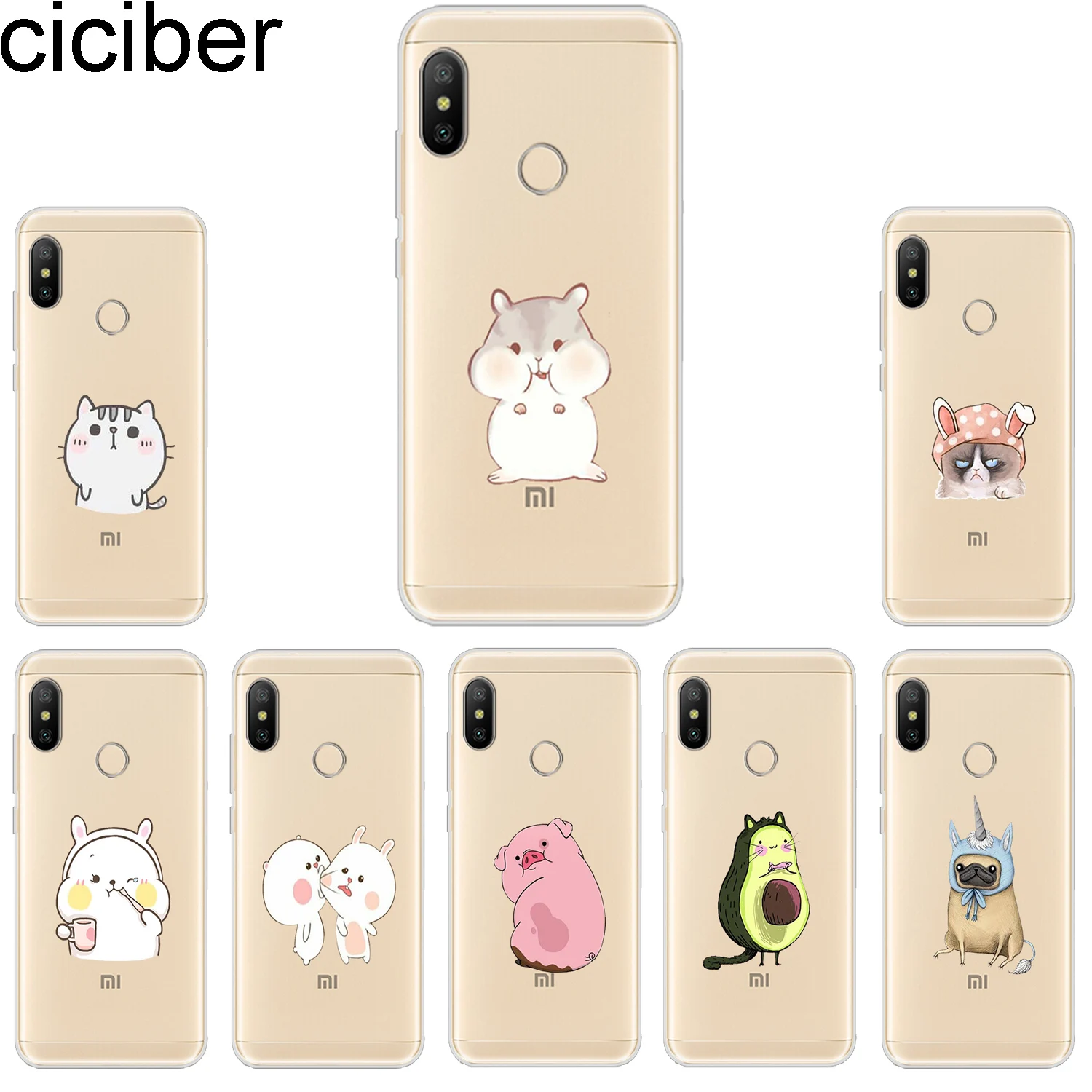 ciciber Phone Case for Xiaomi Redmi Note 7 6 5 5A 4 4X 3 Pro Soft TPU Back Cover S2 5Plus 6A 4A 3S Y1 Lite Cartoon Cat |