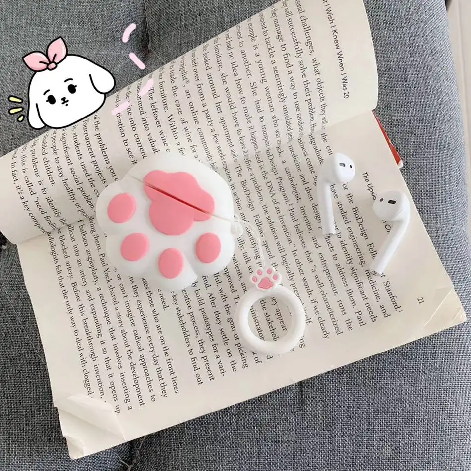 White Для AirPods 1/2 чехол милый мультфильм кошка Наушники с когтями чехол s для Apple Airpods 2 Kawaii мягкий защитный чехол с кольцом на палец - Цвет: White