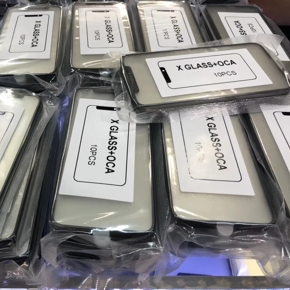 10 шт. переднее стекло с рамкой oca для iPhone 6 6s 7 7G 8 plus X 3 в 1 внешняя стеклянная рамка