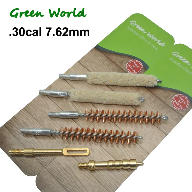 Green World 6 шт/Лот. 22cal. 243cal. 25cal. 270cal. 30cal 9 мм набор кистей, щетка для чистки ружья, блистерная посылка, нить 8-32