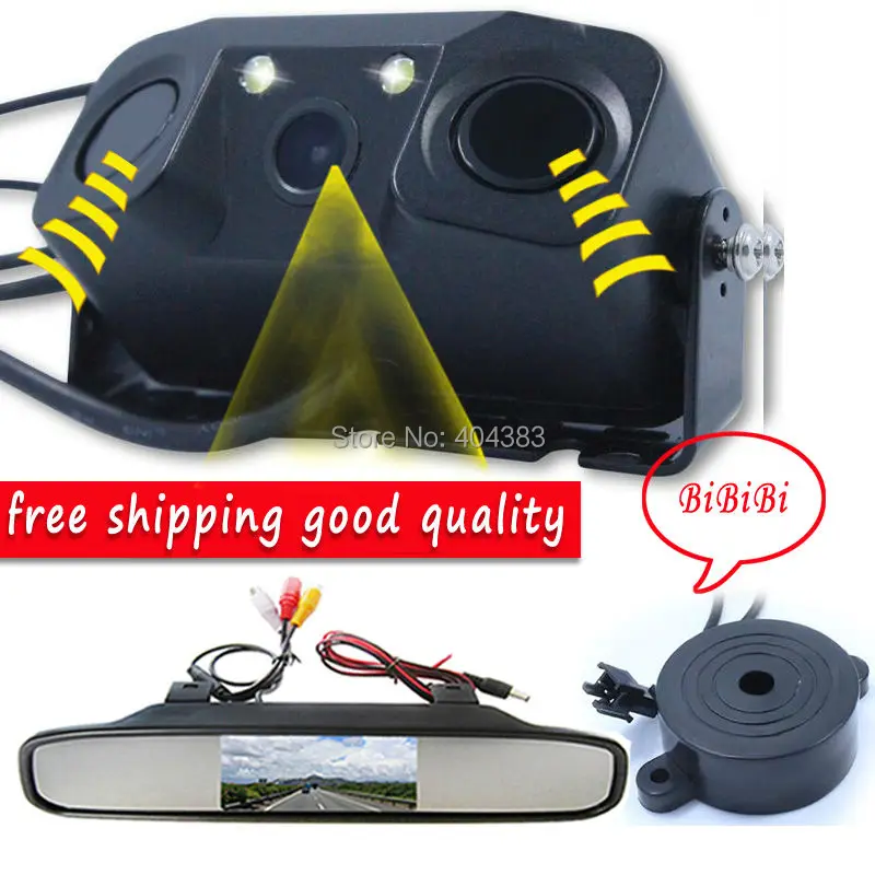 1 звуковая сигнализация CCD Автомобильная камера заднего вида со светодиодной