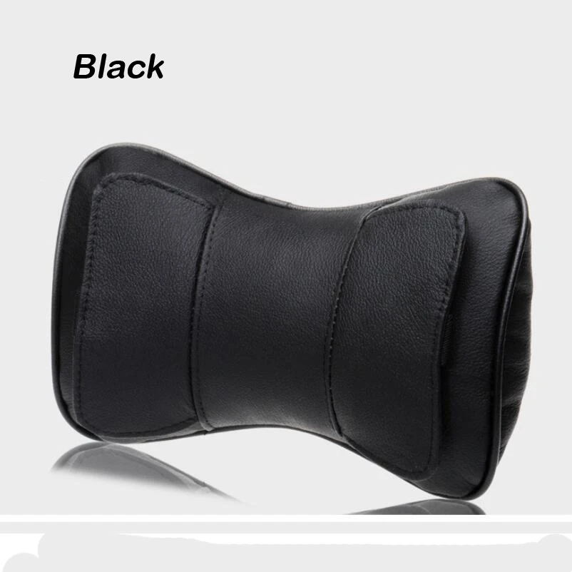 Black BROSHOO, 1 пара,, высокое качество, натуральная кожа, подголовник, подушка для шеи, подушка для автомобиля, подушка для отдыха, подушка для автомобиля, Стайлинг автомобиля - Цвет: Black