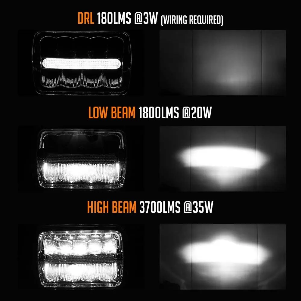 2 шт. 6x7 дюймов высокий/Низкий Луч DRL квадратная светодиодная фара 5x7 45 Вт светодиодный рабочий свет для Jeep Cherokee XJ грузовиков налобный фонарь