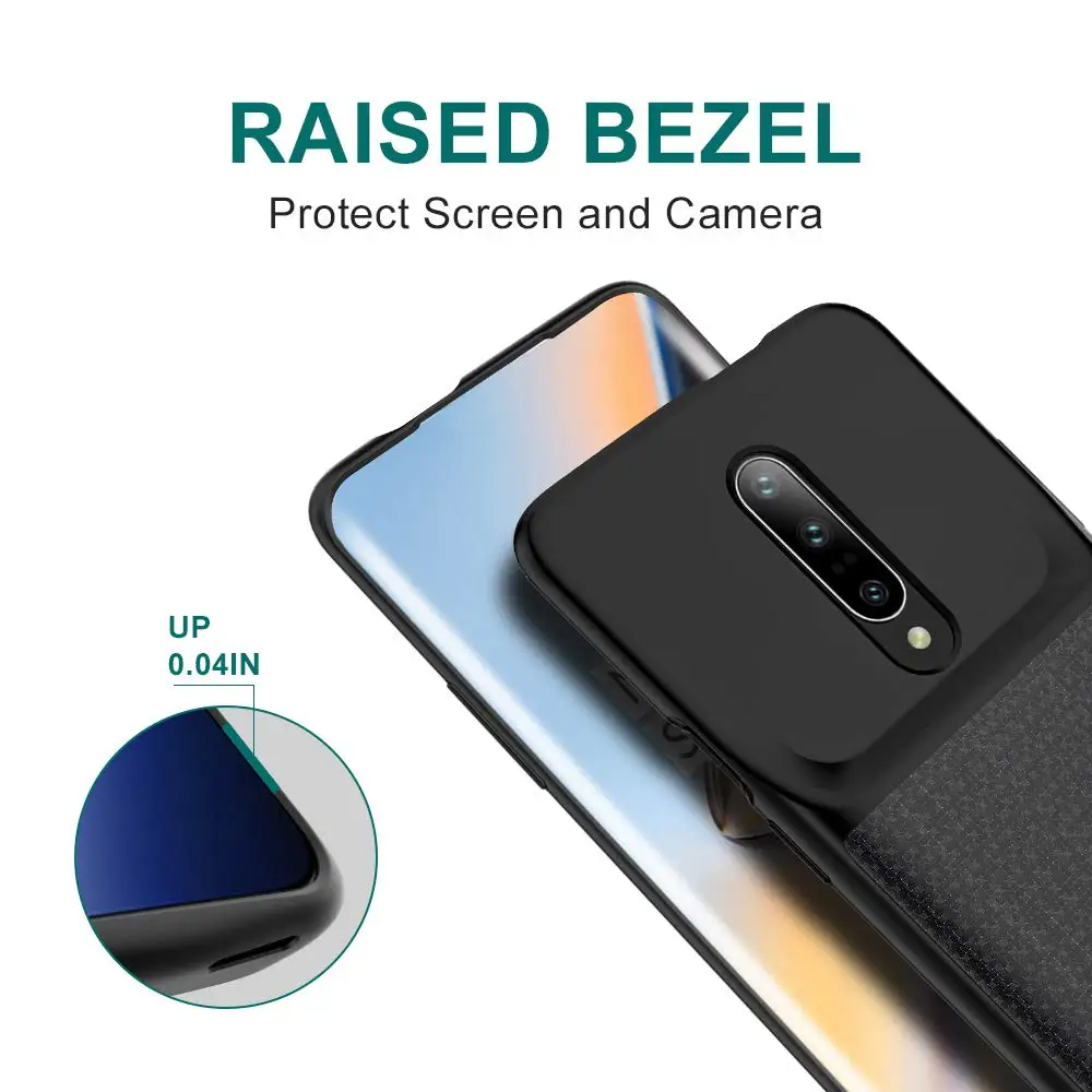 Чехол для аккумулятора NEWDERY для OnePlus 7 Pro, тонкий Расширенный чехол для зарядного устройства емкостью 4700 мА · ч с приподнятым ободком из ТПУ, перезаряжаемый чехол для зарядки