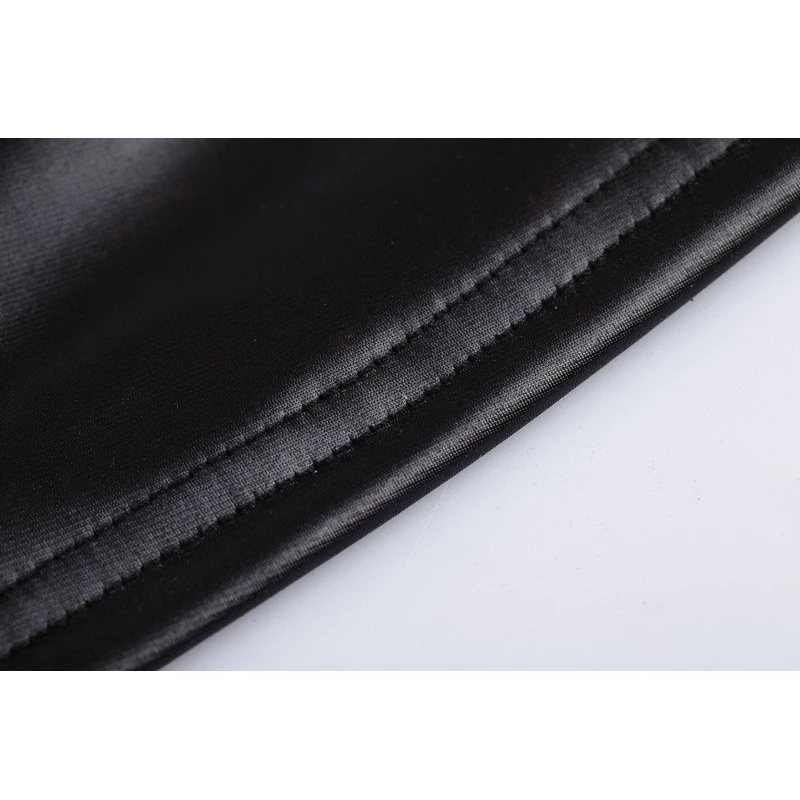 Женское Бандажное платье для ночного клуба черное из искусственной кожи с