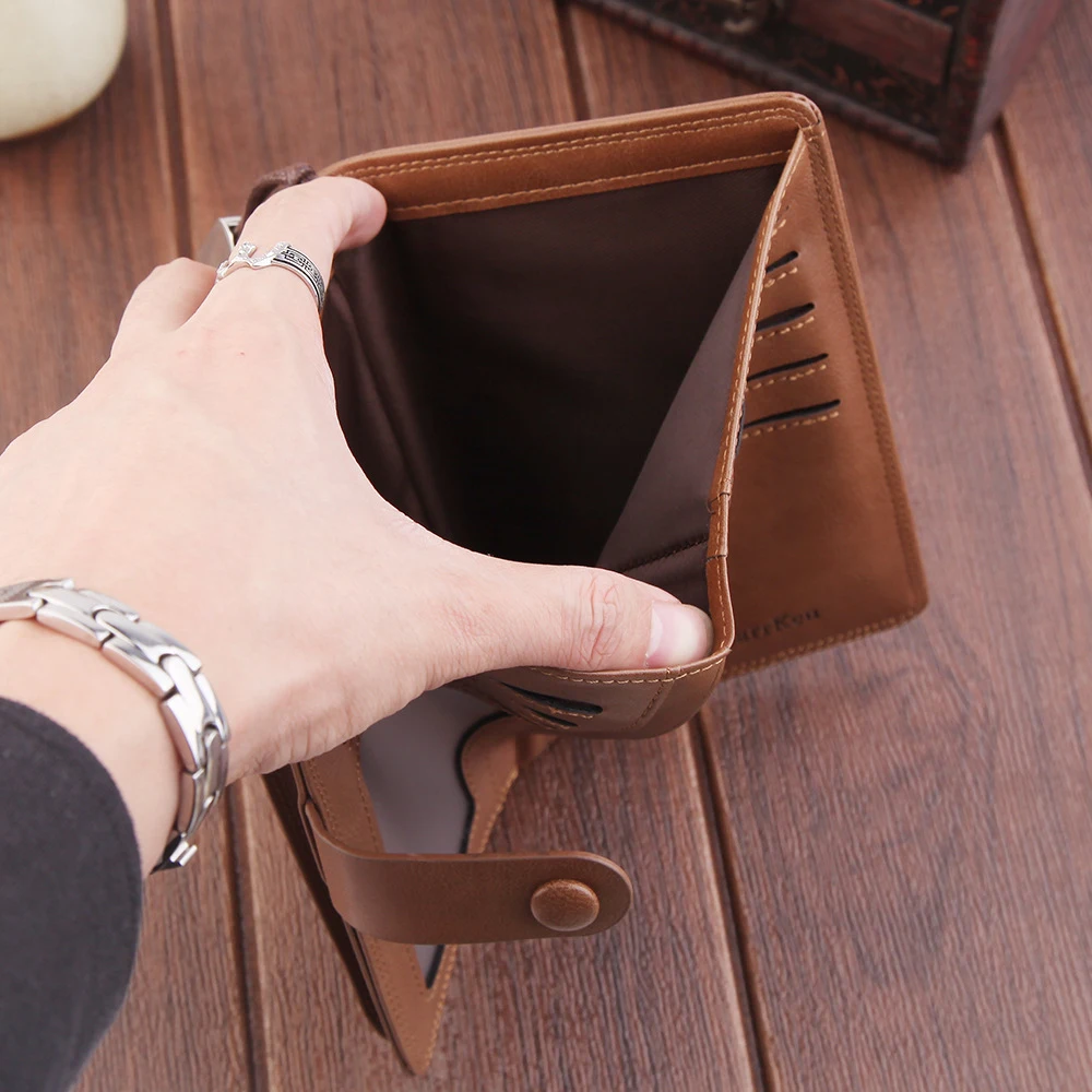 

NEW Arrival Men's wallet fashion multifunctional man phone purse vintage clutch wallet with zipper coin bag card holder for male
