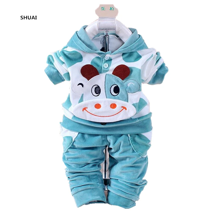 

New Baby Girls Clothing Sets Kids Autumn Character Cow Cotton Long Sleeve Shirt + Pants 2 Piece Children Clothing Set