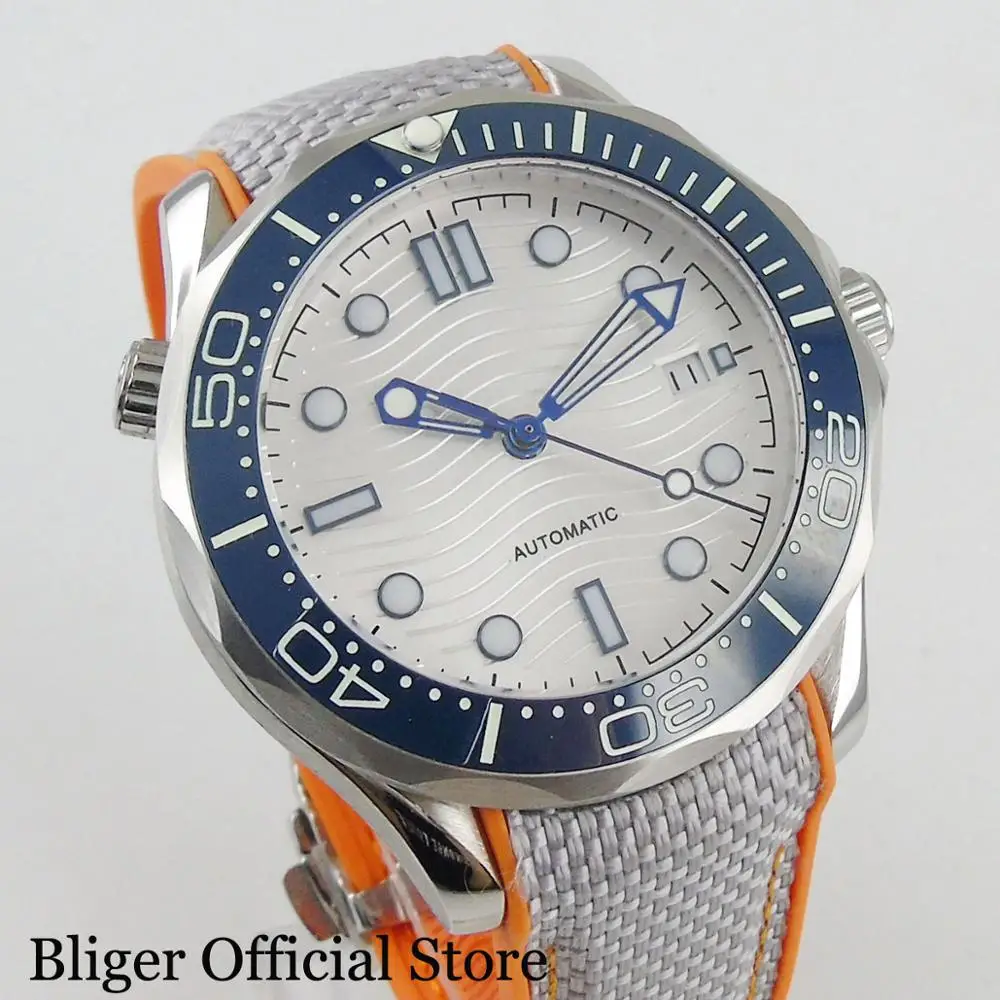 Мужские автоматические часы BLIGER 21 Jewels MIYOTA 8215 NH35A с белым циферблатом 41 мм и