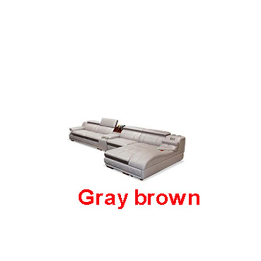 Gray brown 4 Местный Кожаный диван для гостиной с функцией массажа вращающееся кресло мебель для дома современный каркас мягкая губка L форма - Цвет: Gray brown