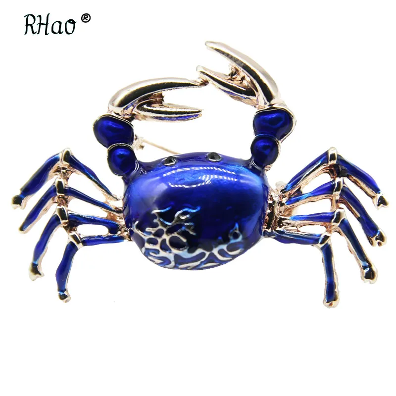 RHao Cute Enamel Orange Crab Brooch pins 4 colors choose women Men Clothes accessories animal brooch Boys girls hats collar | Украшения и