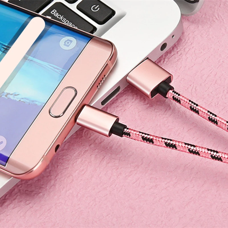 Byleen розовый 0 25/1 метр нейлоновая оплетка Micro USB зарядное устройство Быстрая