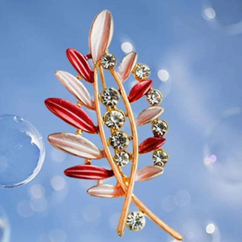 Новая модная Брошь Стразы с бамбуковыми листьями хиджаб для женщин булавки