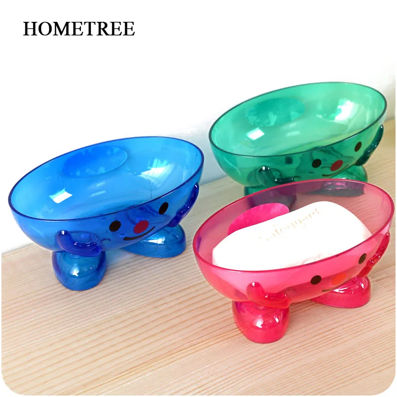 

HOMETREE 1Pc Cute Cartoon Soap Box Dish Holder Bathroom Accessories Kitchen Storage Box Plastic Portable Draining Soap Boxs H113