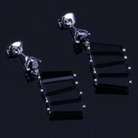delightful black cubic zirconia silver plated drop dangle earrings v0702