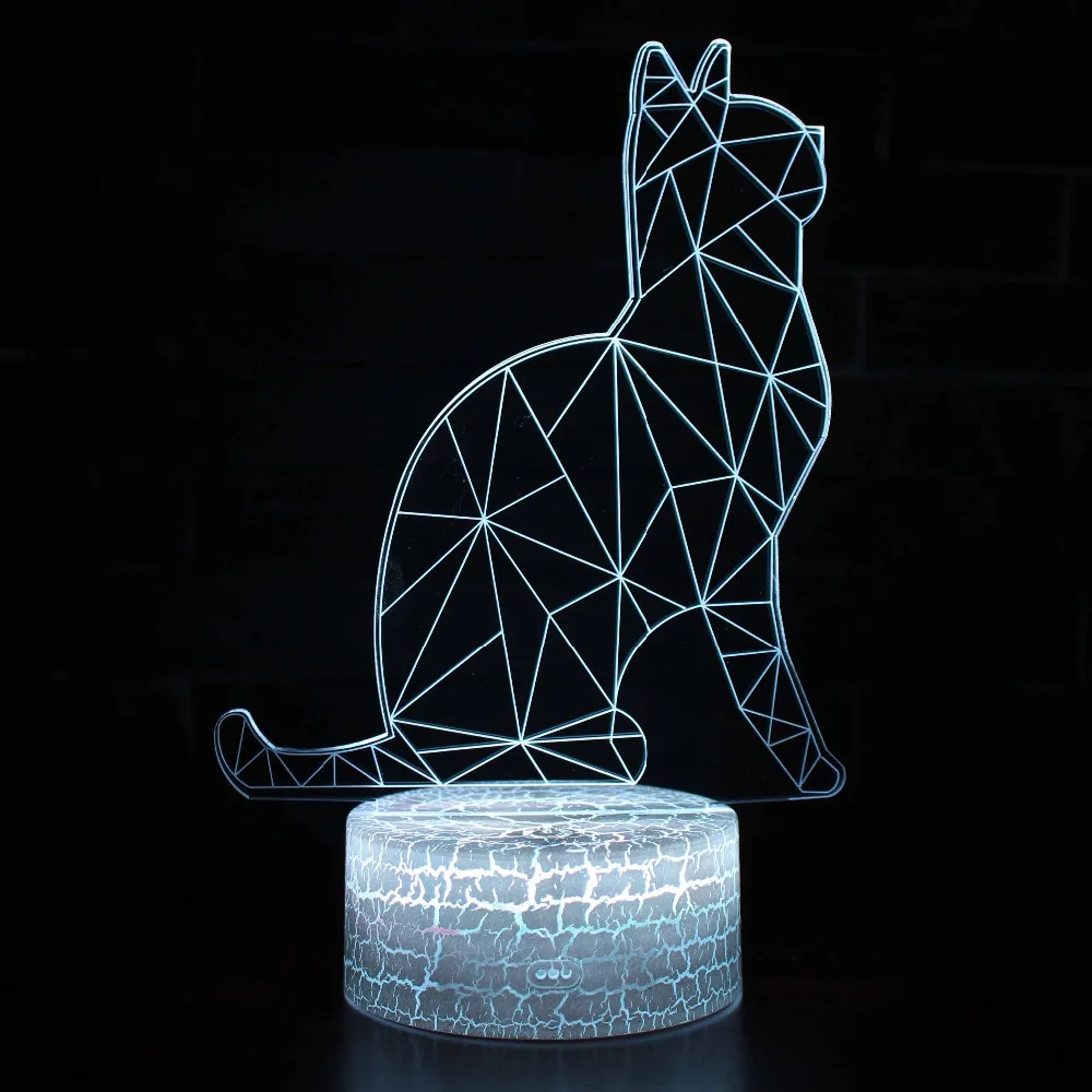 3D Визуальный Кот ночник животное светодиодный 7 цветов сменная лампа настроения USB Иллюзия Настольная лампа для дома декоративная как детская игрушка подарок