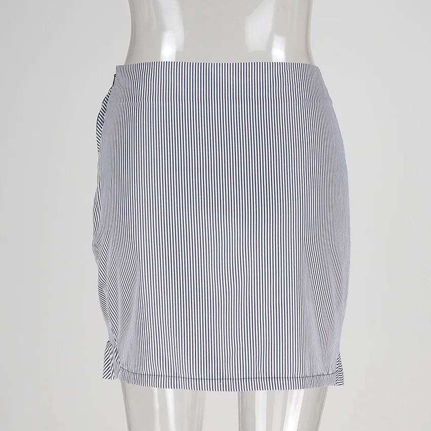 Мини юбка карандаш в черно белую полоску с высокой талией Женская русалочкой 2017