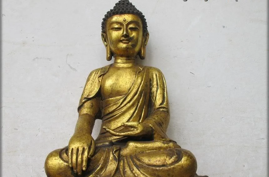 17 &quotТибет Классическая Бронзовая позолота Шакьямуни Будда буддистская