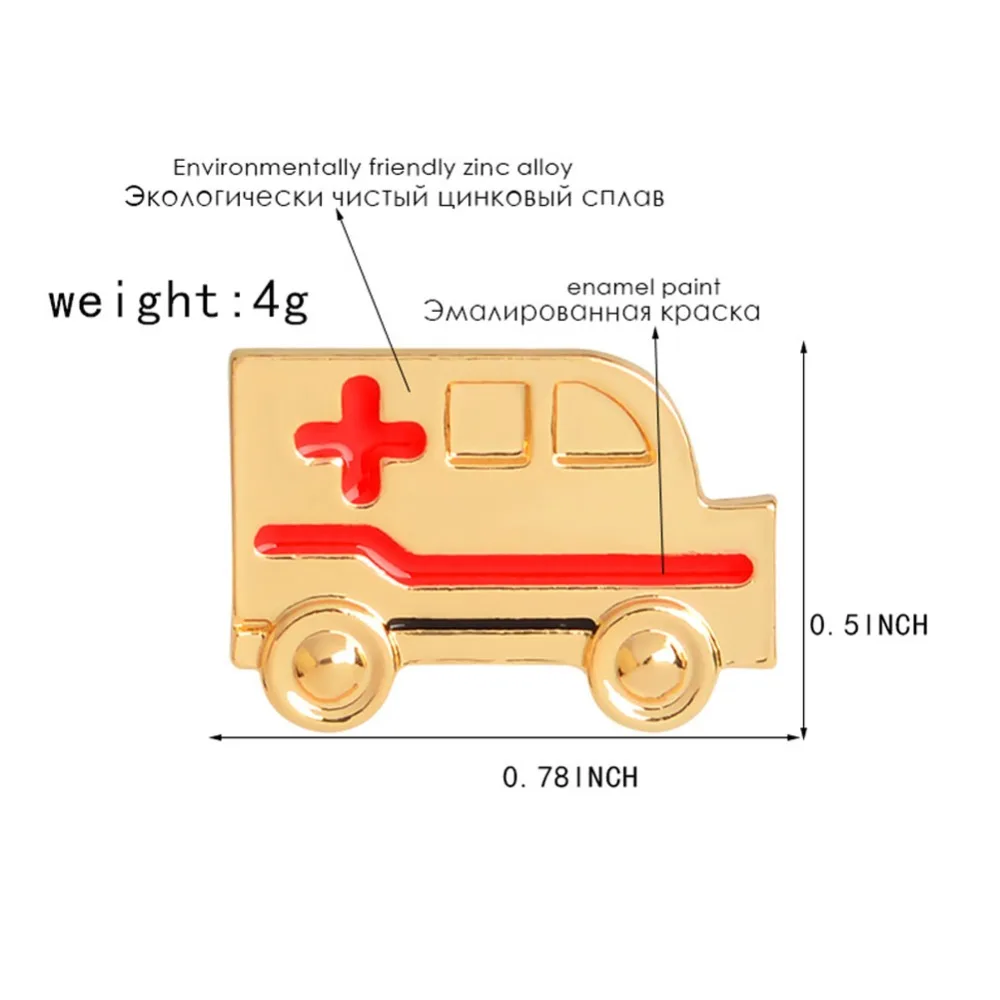 Броши булавки в форме машины скорой помощи Женские аксессуары Золотое и