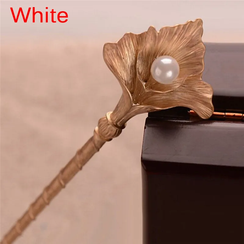 Ретро гинкго листья палочки для волос ювелирные изделия имитация жемчуга