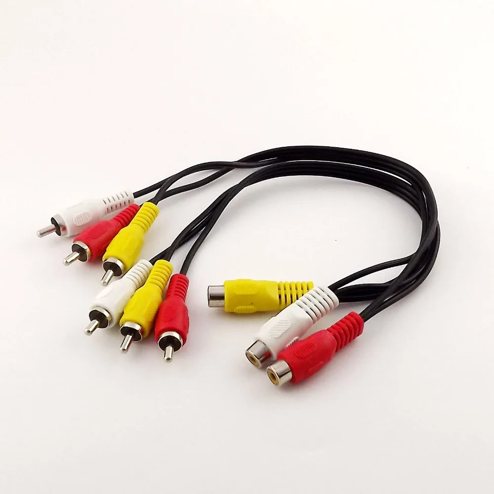 10pcs Jack 3 RCA Femaleto 6 Male Plug Splitter Audio Video AV Adapter Cable 1FT/30CM | Компьютеры и офис
