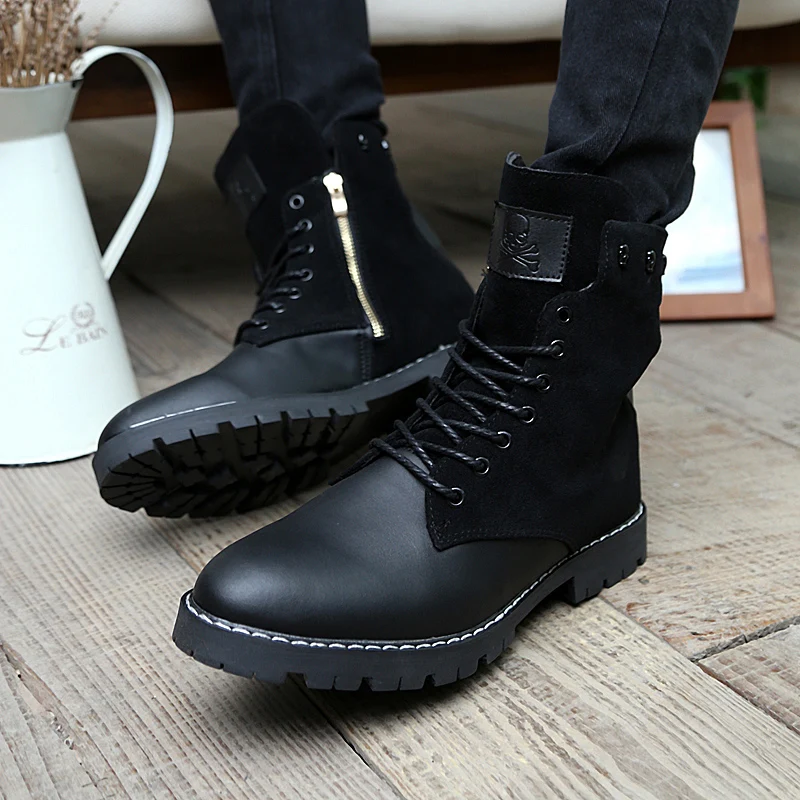 Snow Boots Men PU Genuine Leather Warm 
