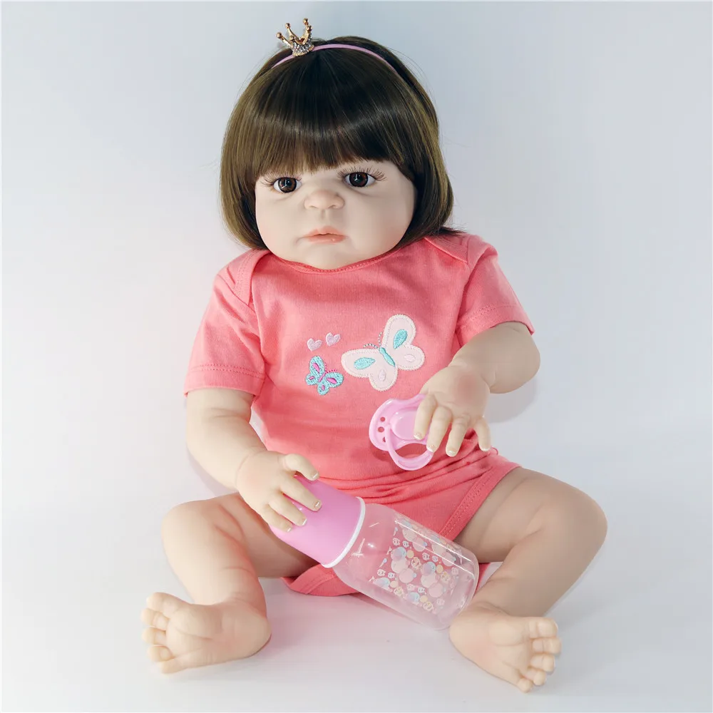 22inch New Handmade Full Silicone reborn baby 57cm Lifelike toddler Bonecas girl kid menina bathe white skin bebe doll for sale | Игрушки и
