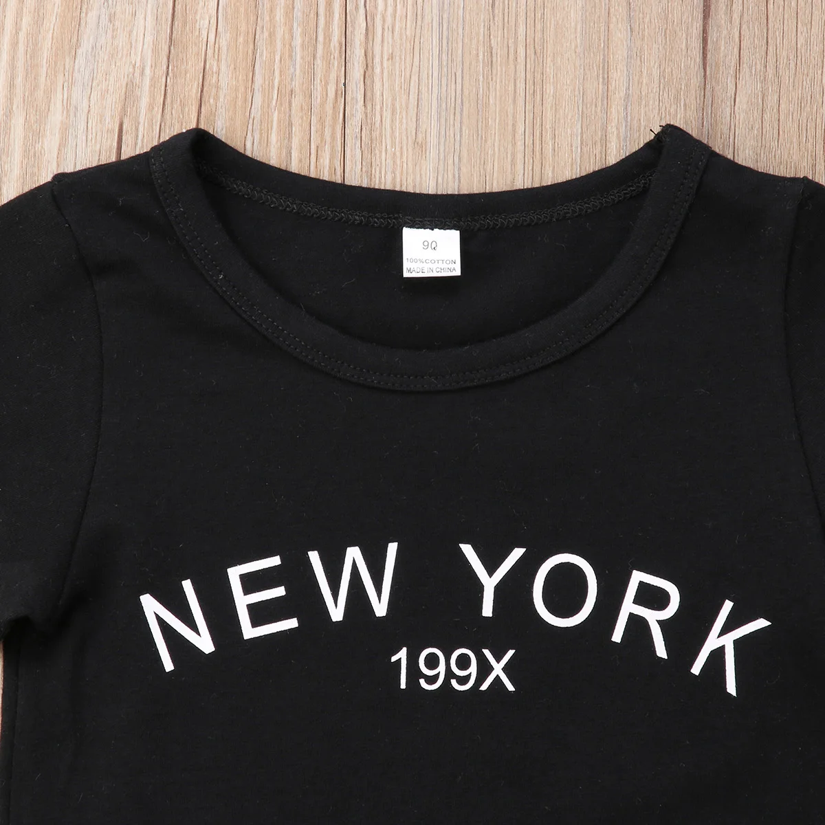 2018 черная футболка с надписью для маленьких девочек топы камуфляжная юбка летний