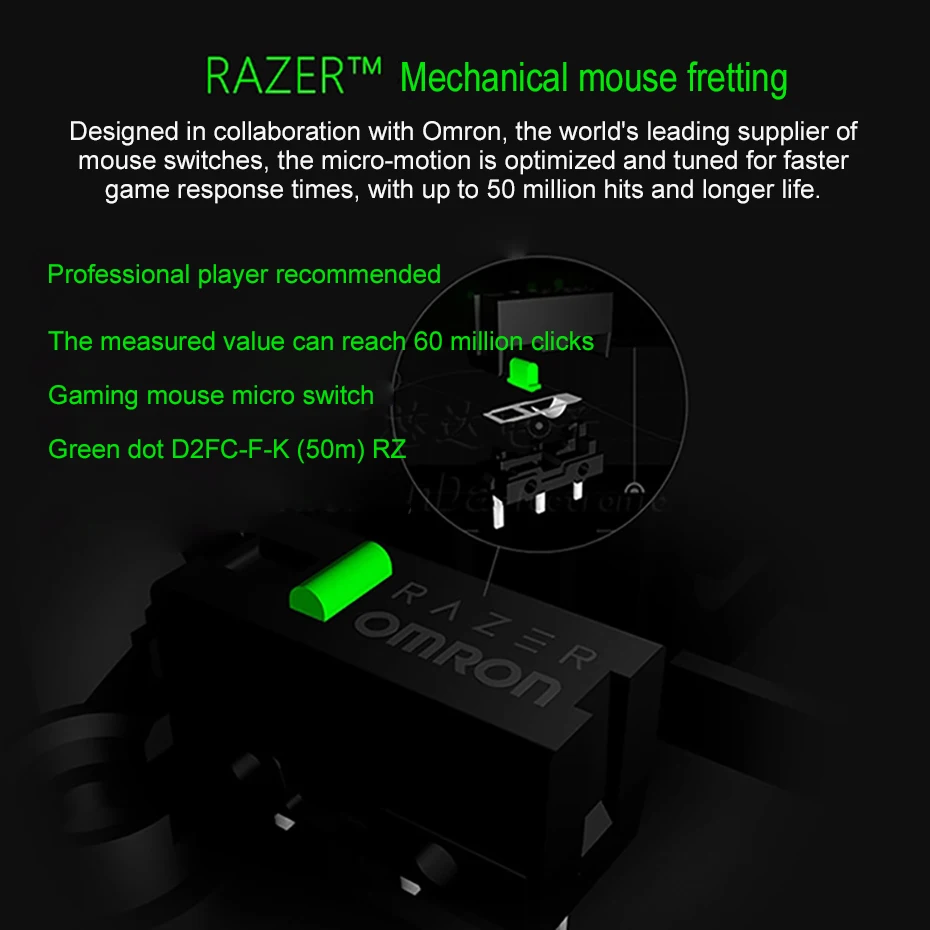 OMRON натуральная D2FC-F-K(50 м)-RZ зеленая точка мышь микро переключатель 50 миллионов клик жизни 7N 50 м кнопки 4 шт