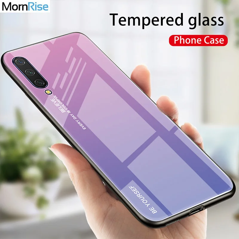 Блестящая задняя крышка для Xiaomi MI CC9 чехол с градиентом закаленное стекло мягкая
