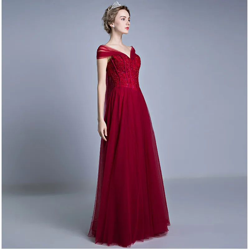 Vestido De Desta новое вино красное свадебное платье Элегантные Длинные Кружева