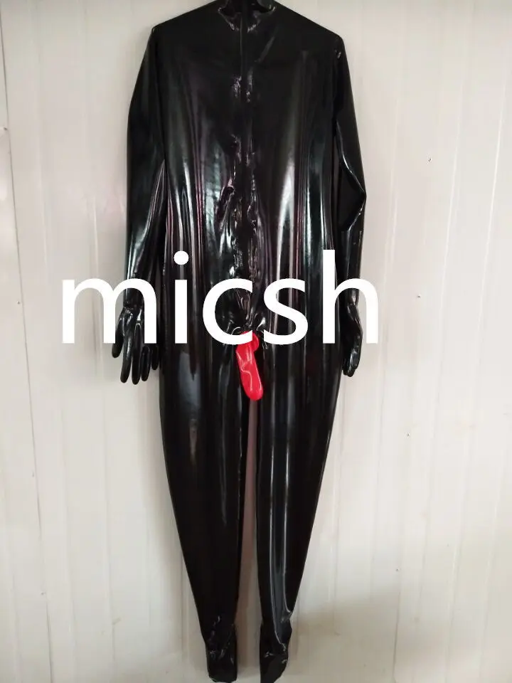 Латексная резина Gummi Ganzanzug костюм черный и красный анзуг Размер XS-XXL |