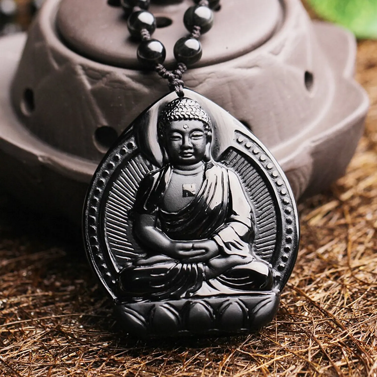 Ювелирные изделия Koraba из чистого натурального обсидиана превосходный кулон