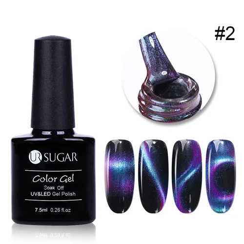 color 02 Ur Sugar 7,5 мл 3D глаз хамелеона кота магнитный гель волшебная палочка градиентный эффект замачиваемый УФ светодиодный гель лак для ногтей - Цвет: color 02