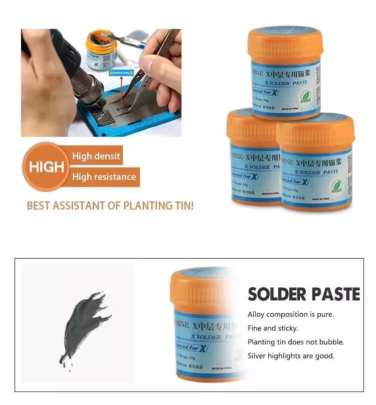 Lead free Solder Paste Low Temperature 158 Degree Soldering Tin SP-X Middle Welding flux For IP X 50G | Инструменты
