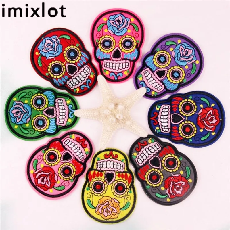 Imixlot готический панк череп пришить вышивка железа на патч значок вышитая ткань
