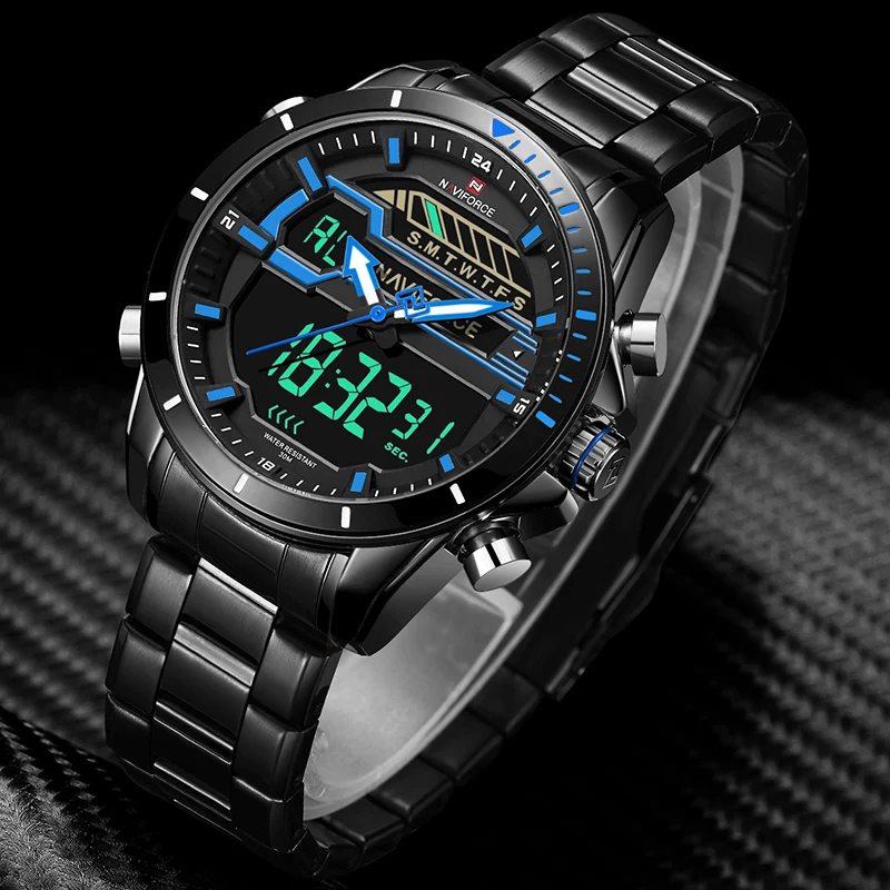 Мужская Мода Спортивные часы NAVIFORCE Роскошные Лидирующий бренд Водонепроницаемый