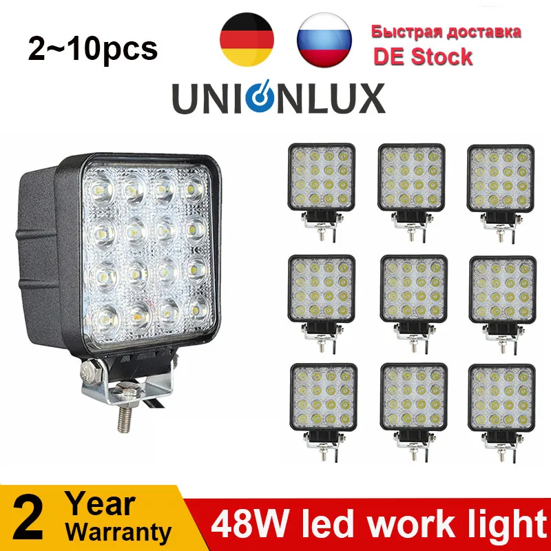

2-10pcs 4inch 48W led work light lamp car 4x4 ATV LED working lights truck 12V Driving fog Spotlights tractor offroad lights