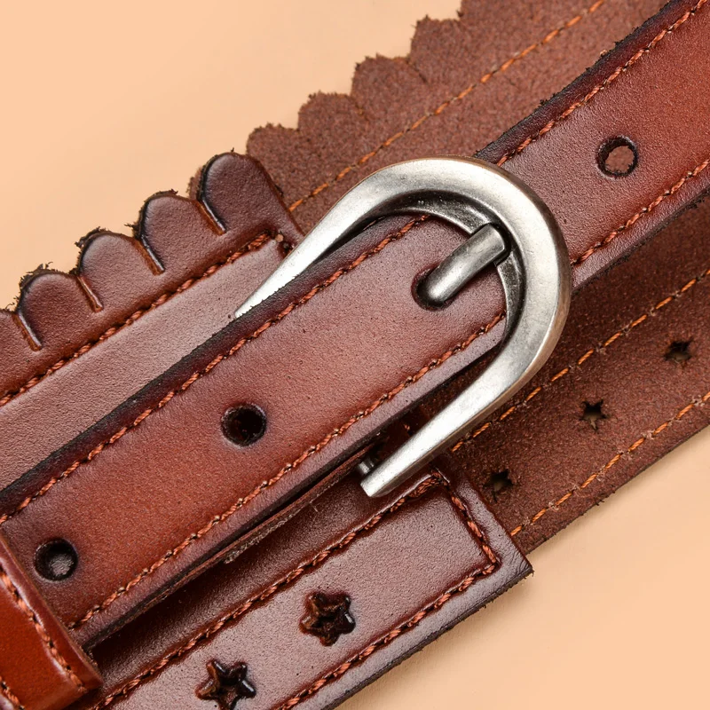 Ремень из натуральной кожи Женский модный широкий пояс с регулируемой