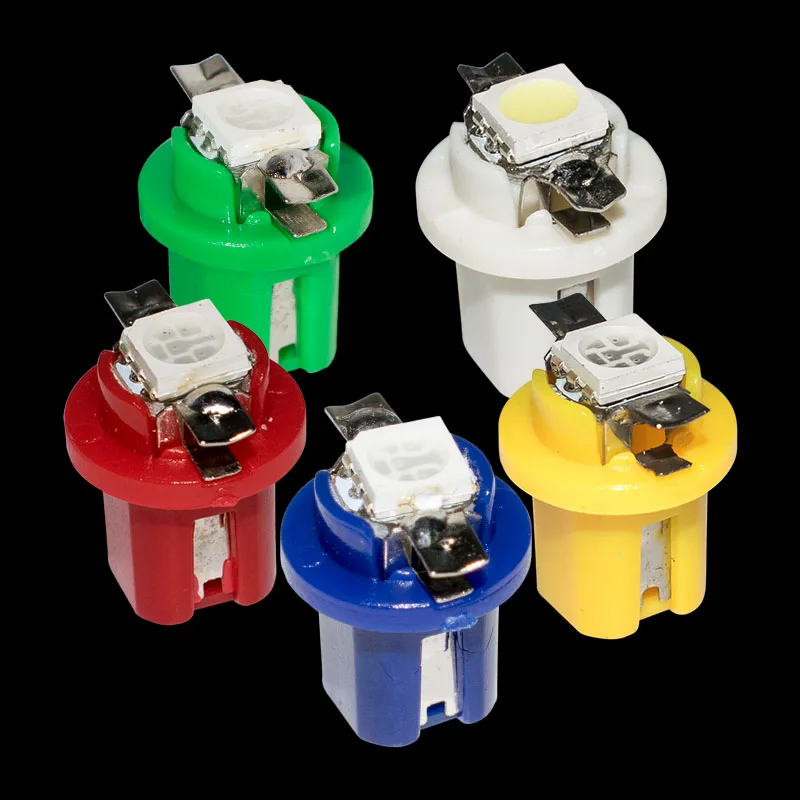 100x T5 LED Lamp B8.5D led Car Gauge 5050 1 t5 SMD 1smd B8.5 Speedo Dashboard Dash Side Light Bulb White Blue Red Green | Автомобили и